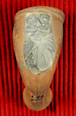 Antique Clay Pipe Bowl With Bearded Man Signed " Sj " [ 2]