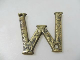 Vintage Brass Shop Letter " W " Sign Old Plaque Name Initial 2.  75 " H