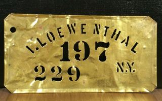 I.  Loewenthal Ny Antique Brass Apple Box Crate Stencil Vintage Sign Advertising