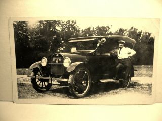 Antique Car Photo Man Posing With His Chevrolet Touring Car 1920s