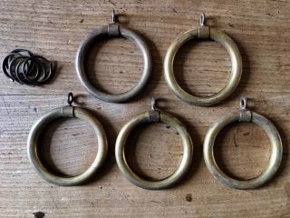 Curtain Rings Antique Brass Victorian Vintage Old Rail Hanging Bracket X5 50mm