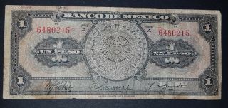 Banco De Mexico $1 Peso Calendar Azteca " No Date Very Rare