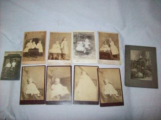 Group Of 10 Antique Photographs Of Children From Late 19th To Early 20th Century
