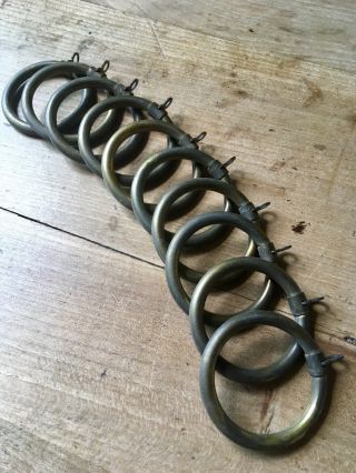 Curtain Rings Antique Brass Victorian Vintage Old Rail Hanging Bracket X10 40mm