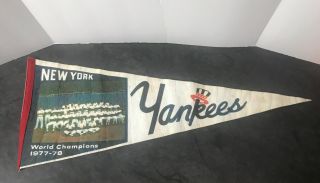 Vintage - Rare - 1977 - 78 York Yankees World Series Champions Pennant