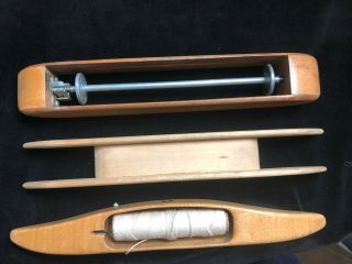 Three Wooden Loom Shuttles Sewing Tools Wool Weaving Bobbin Yarn Warping
