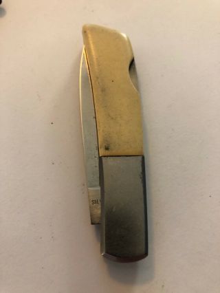 GERBER SILVER KNIGHT SCRIMSHAW FOLDING POCKET KNIFE MADE IN JAPAN RARE 2