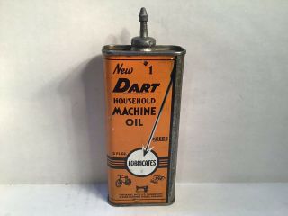 Vintage Dart Oil Can Handy Oiler Lead Top Oz 4 Rare Tin Cities Whiz Gm Oilzum Bp