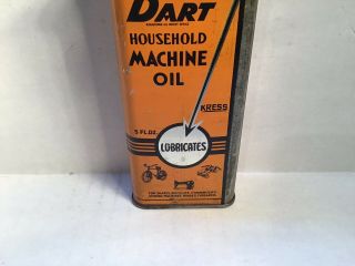Vintage Dart Oil Can handy oiler Lead Top oz 4 rare tin Cities Whiz GM Oilzum BP 3