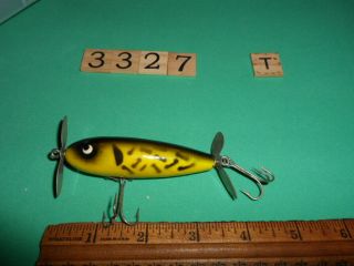 T3327 T Vintage Wooden Topwater Surface Torpedo Fishing Lure