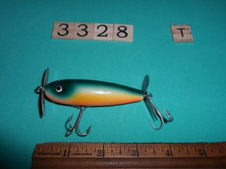 T3328 T Vintage Wooden Topwater Surface Torpedo Fishing Lure