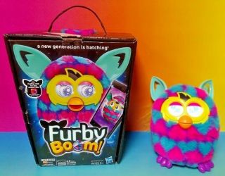 Rare Furby Boom,  Box Hasbro Pastel Blue And Pink Heart Great