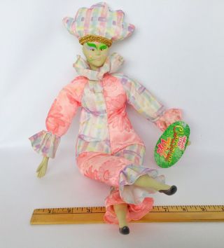 Vintage Sugar Loaf Classiques Bisque Porcelain Mardi Gras Harlequin Doll Clown
