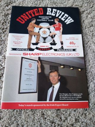 Man Utd V Qpr 1986 - 1987 1st Home Game For Alex Ferguson - Rare