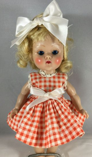 Vintage Orange - White Check Dress Fits Ginny With Hairbow & Panties (no Doll)