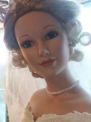 Gorgeous 19 " Vintage Porcelain Bride Doll By Sandra Bilotto