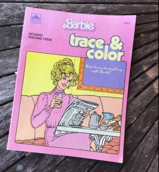 Vintage Golden Books 1985 Barbie Trace & Color Coloring Book Euc Not Rare
