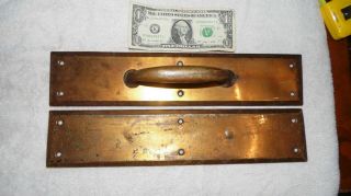 Vintage Large Solid Brass Door Pull Handle Restore Hardware Salvaged 14 " Set