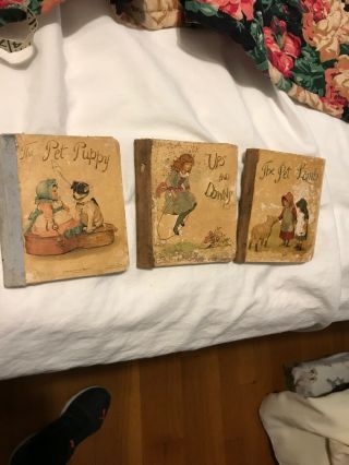 3 Small Antique Children’s Books,  The Pet Puppy,  Ups & Downs,  The Pet Lamb