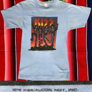 Rare Highly Collectible Vintage 1976 Kiss Concert Tour Aucoin Management T - Shirt