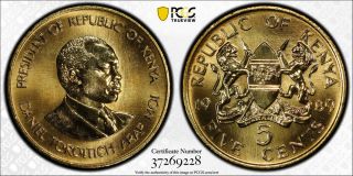 1989 Kenya 5 Cent Pcgs Sp66 - Extremely Rare Kings Norton Proof