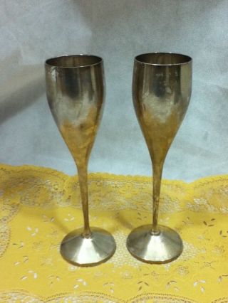 International Silver Co Set Of 2 Silverplate Goblets Chalice Flutes Glasses