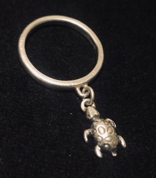 James Avery Rare Sea Turtle Dangle Charm Ring Sterling Silver 925 Size 5