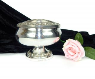 Large Vintage Ianthe Ornate Silver Plated Rose Bowl Pot Pourri Posy Vase
