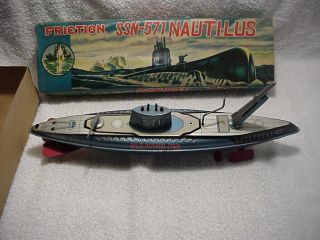 Vintage Marusan Toys No.  3657 Friction Ssn - 571 Nautilus Sub W/ Rare Missle Launc