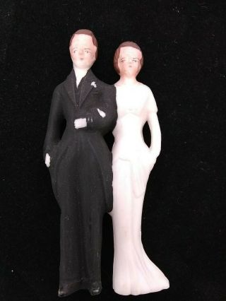 Vintage Mid Century Wedding Cake Topper Bride Groom 3.  25 "