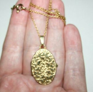 Antique Art Deco Era 14ct Rolled Gold Oval Locket Pendant & Chain By K L