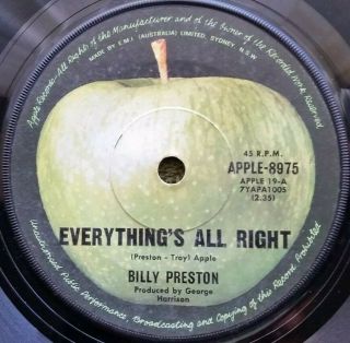 Billy Preston Rare Aussie Apple 45 Non Lp/cd " Everything 