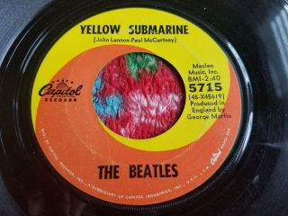 The Beatles 45 Record Yellow Submarine Capitol 1968,  Rare Subsidiary Label Print