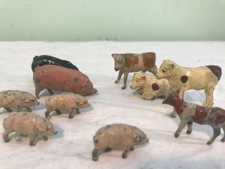 Antique Britain Ltd Tin Toy Farm Animals Pigs Cows 1940s