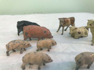 Antique Britain LTD Tin Toy FARM ANIMALS pigs cows 1940s 3