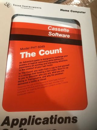 Minty Nos TI99 - 4a Home Computer The Count Cassette Rare PHT 6049 2
