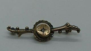 Antique Victorian 9ct Gold And Diamond Target Brooch.