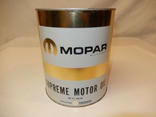 Vintage Mopar " Supreme " Motor Oil 1 Gallon Full Metal Can Rare Htf Car Nos Auto