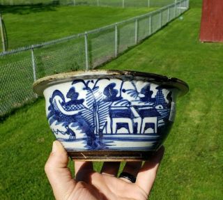 Antique Chinese 19th Century Nanking Blue And White Porcelain Bowl