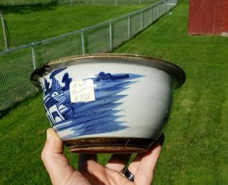Antique Chinese 19th Century Nanking Blue And White Porcelain Bowl 2