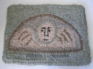 Antique Hooked Rug Small Mat Of Angel Appalachia 12.  5 " X 9.  5 " Folk Art Americana