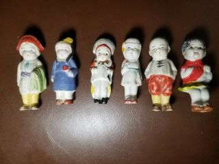 Set Of 6 Vintage All Bisque Frozen Charlotte China Dolls Made In Japan