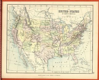Antique Map United States Of North America Usa George Philip C1880 Vintage