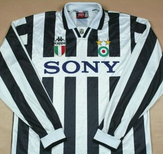 Juventus 1995 1996 Home Shirt Ultra Rare Kappa Long Sleeve Edition (xl)