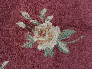 Vintage Small Needlepoint Rose Hand - Woven Wool Rug 23 " X 34 "