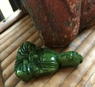 Chinese Hand - carved carving GREEN Jade Buddha DESK statue OR Pendant 2