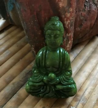 Chinese Hand - carved carving GREEN Jade Buddha DESK statue OR Pendant 3