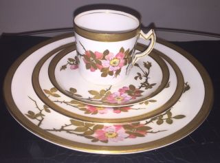 Stunning Antique Minton Porcelain Cup Saucer Side Plate And Plate 4 Piece Set