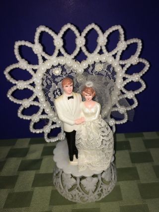 Vtg Bride And Groom Wedding Cake Topper 60’s.  Bride And Groom