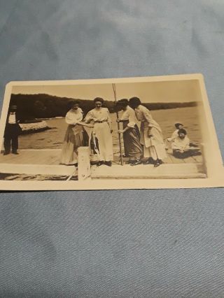 Rare Vintage Photo Of 4 Women Posing With Their Fish Catch Near The Lake.